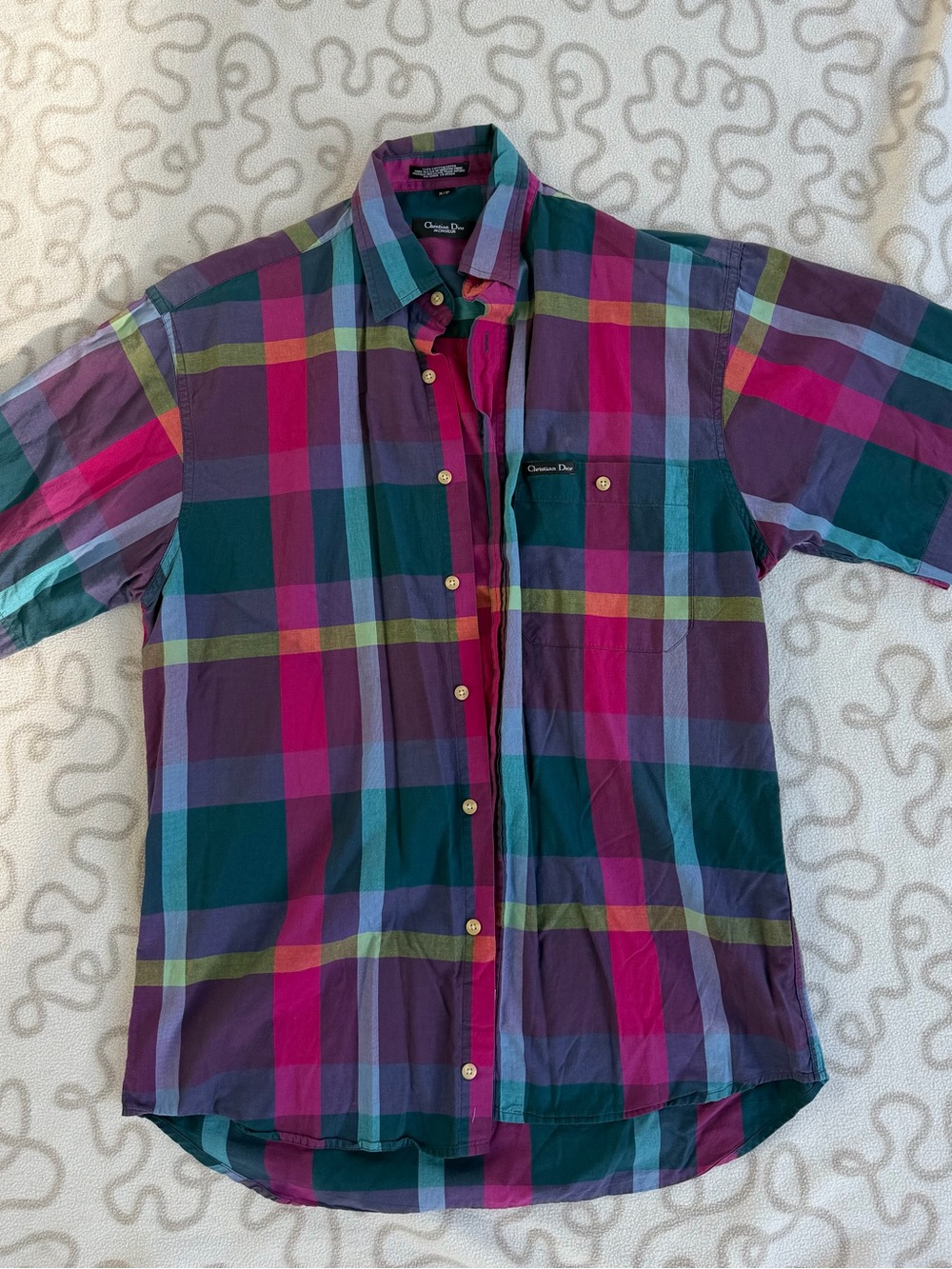 Vintage Christian Dior Monsieur Plaid Button Up Short Sleeve